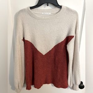 Burnt orange and white fuzzy sweater